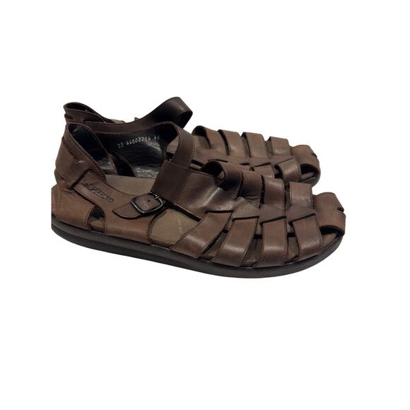 Mephisto Sam Leather Fisherman Sandals Men's Size 12US / 46EU Brown Buckle Flat - Picture 2 of 9